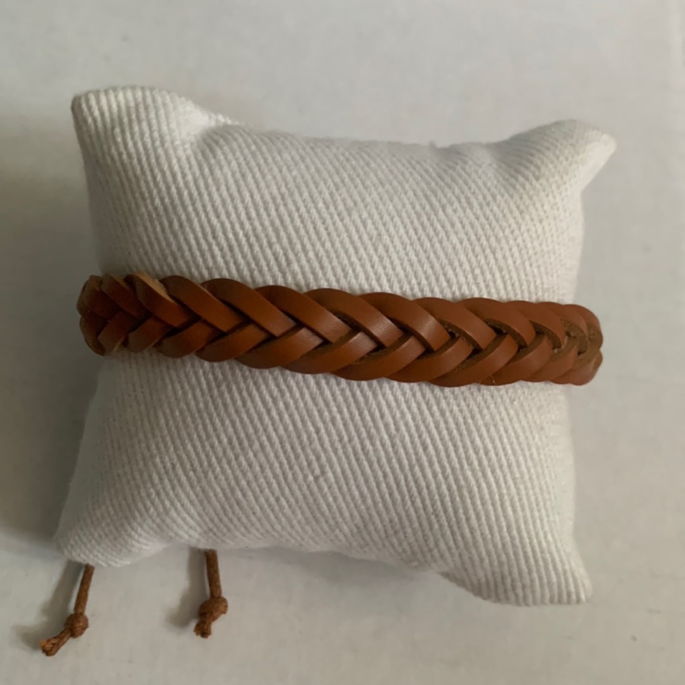Tan Leather Braided Bracelet